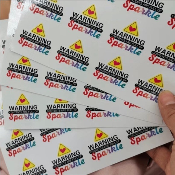 NEW - Warning Contents‎ are full of Sparkle / 1.38”x1.57'' / 120 Stickers - Picture 2 of 3